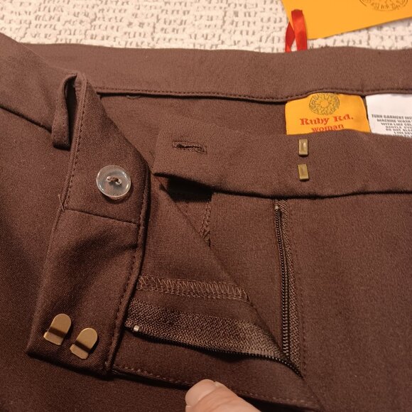 Ruby Rd. women's plus size brown flat front dress pants sz 22W - READ! - Picture 7 of 10